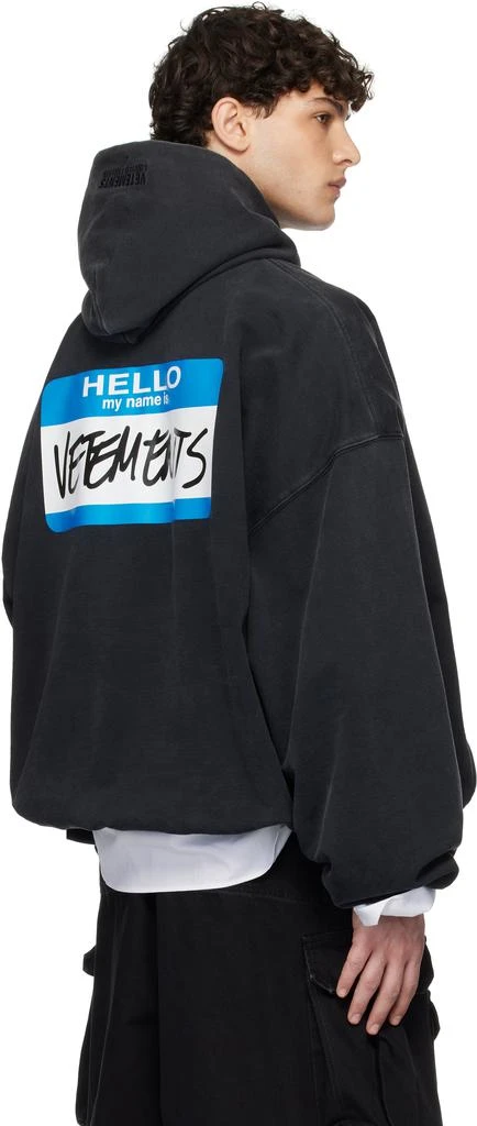 Vetements Black 'My Name' Sticker Cropped Boxy Hoodie 3
