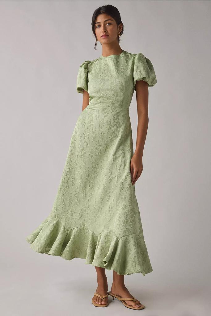 Sister Jane Sister Jane Olive Floral Jacquard Ruffle Puff Sleeve