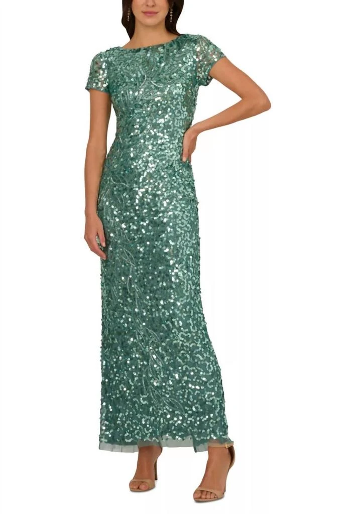 Adrianna Papell Adrianna Papell - Sequin Embellishment Maxi Gown Dress