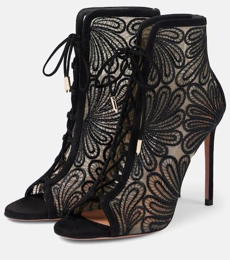 Aquazzura 105 suede and lace ankle boots 4