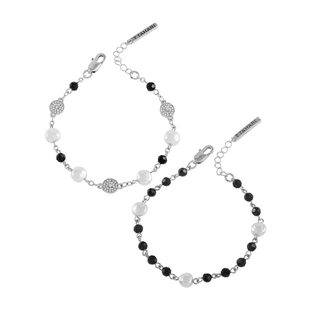 T Tahari Silver-Tone Line Bracelet Duo Set 1