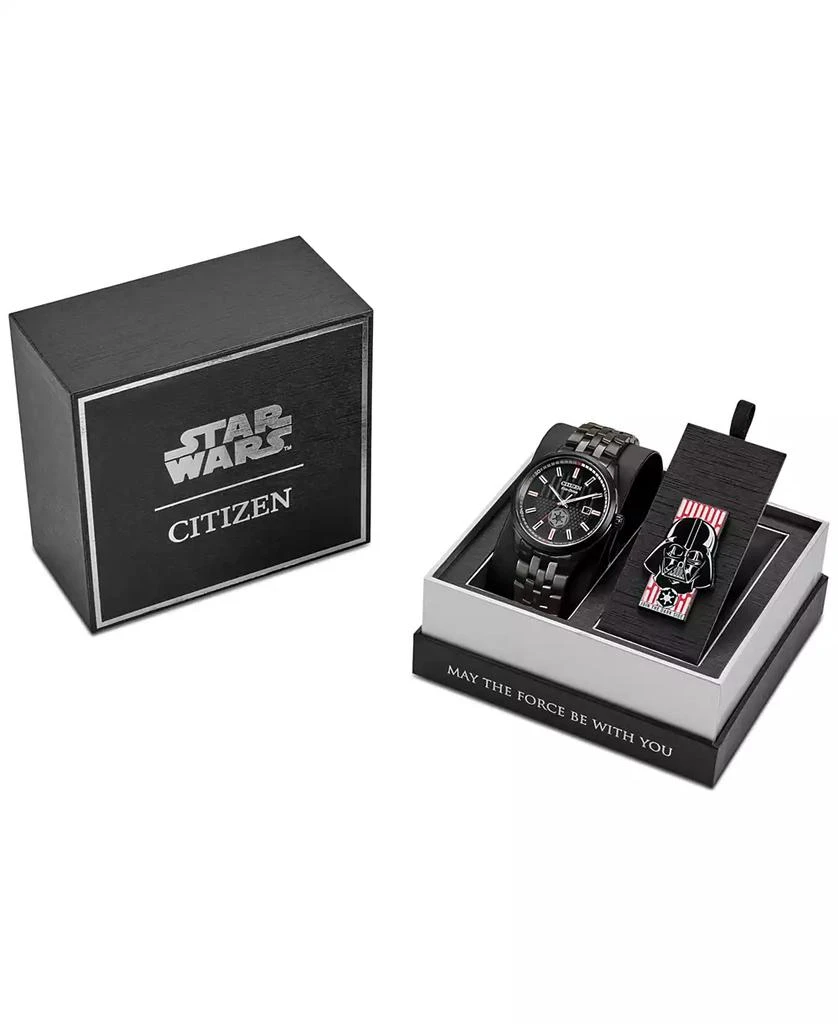 Citizen Eco-Drive Men's Star Wars Darth Vader Black-Tone Stainless Steel Bracelet Watch 41mm Gift Set 6