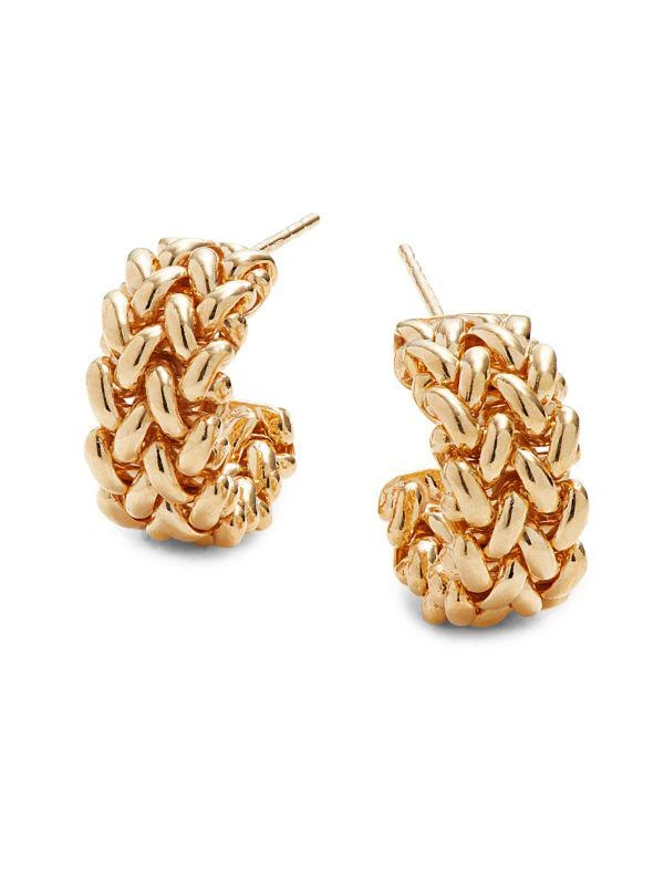 Saks Fifth Avenue 18K Goldplated Sterling Silver Gos Tessere Half Hoop Earrings 1