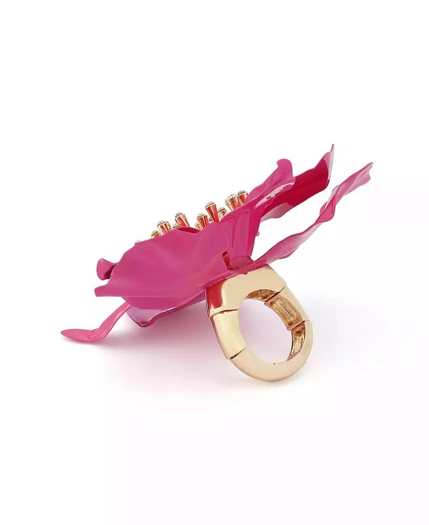 Betsey Johnson Faux Stone Hothouse Bloom Orchid Cocktail Ring 3