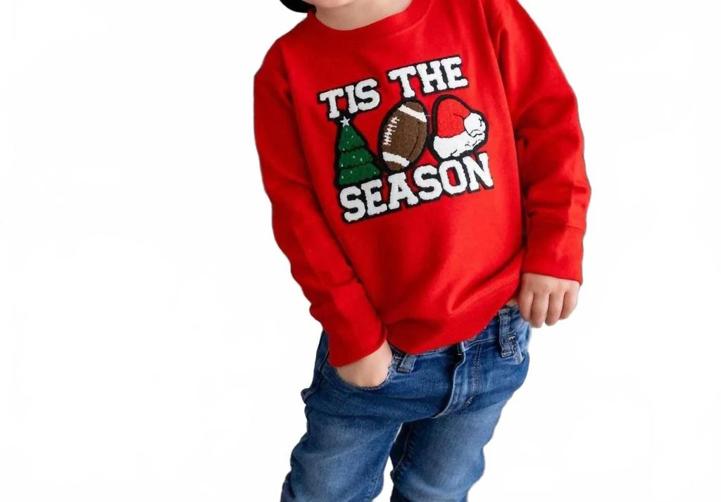 SWEET wink Tis The Season Patch Christmas Sweatshirt In Red