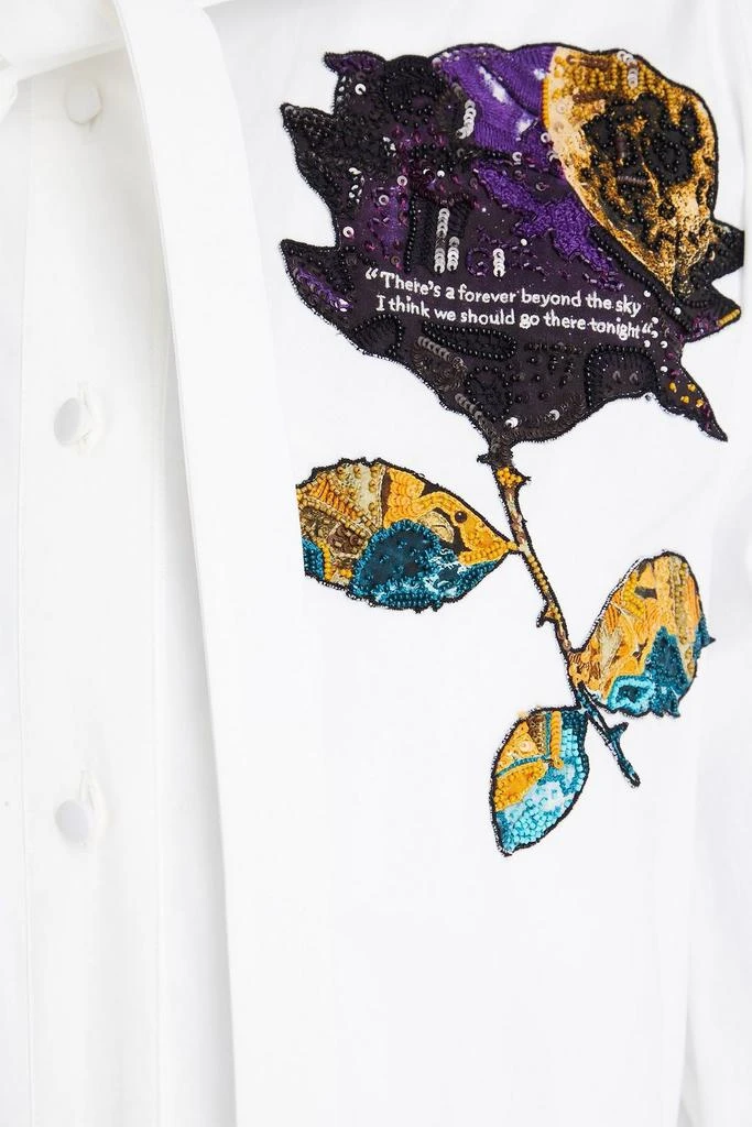 Valentino Floral-appliquéd cotton-poplin midi shirt dress 4