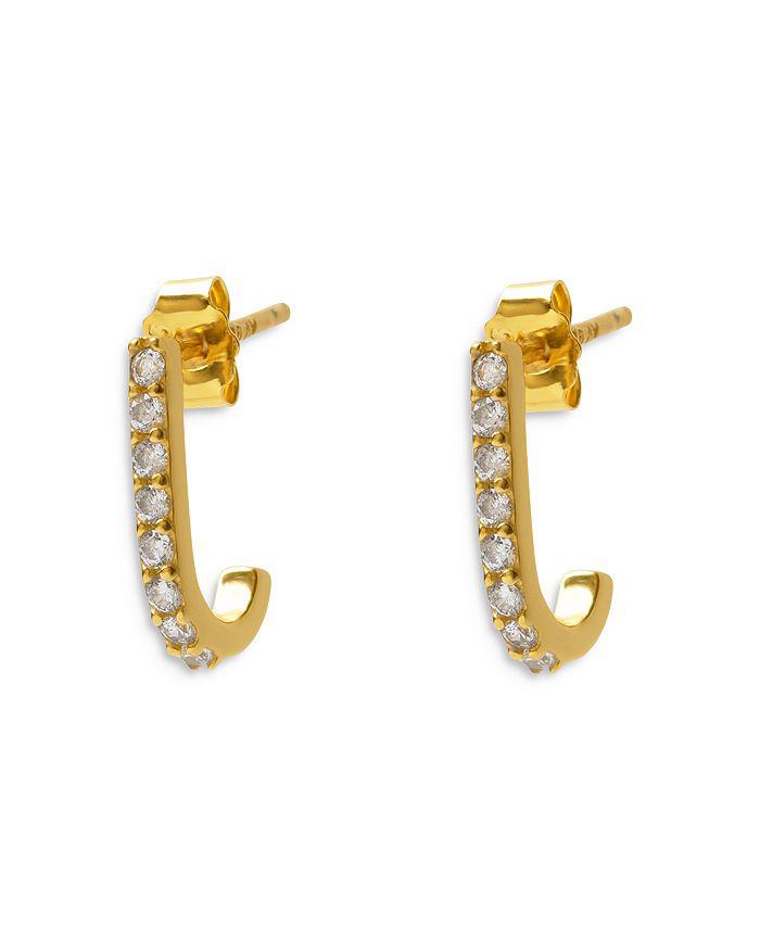 Argento Vivo Pavé J Hoop Earrings in 18K Gold Plated Sterling Silver