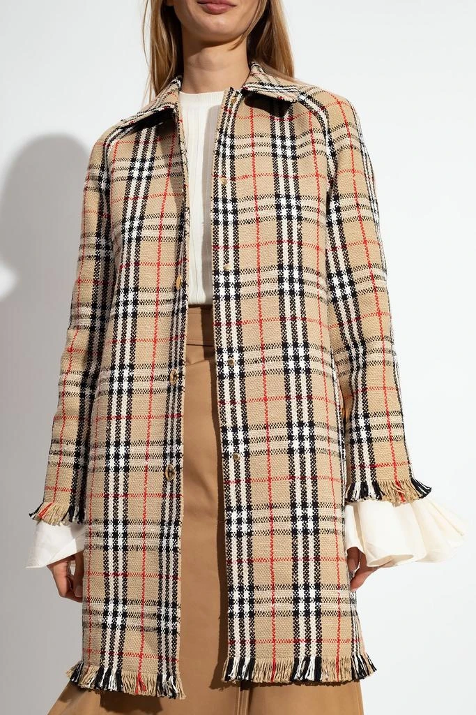 Burberry Burberry Checked Fringed-Edge Buttoned Coat 2