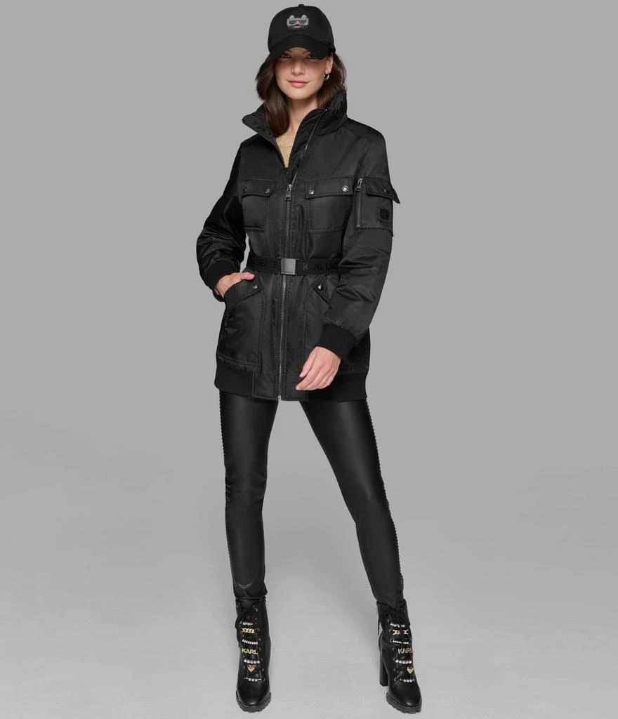 Karl Lagerfeld Paris LONG BOMBER JACKET WITH HIDDEN HOOD 5