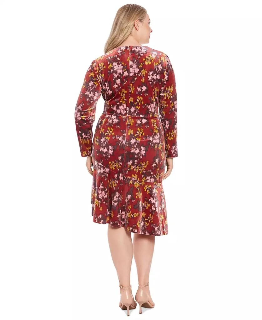 London Times Plus Size Velvet Floral Fit & Flare Dress 2
