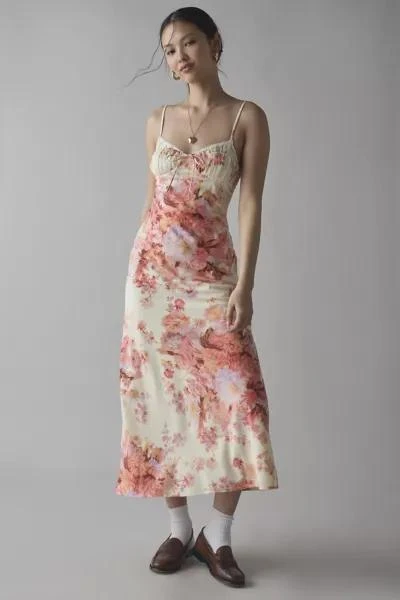 Kiss The Sky Kiss The Sky Floral Printed Satin Slip Midi Dress 1