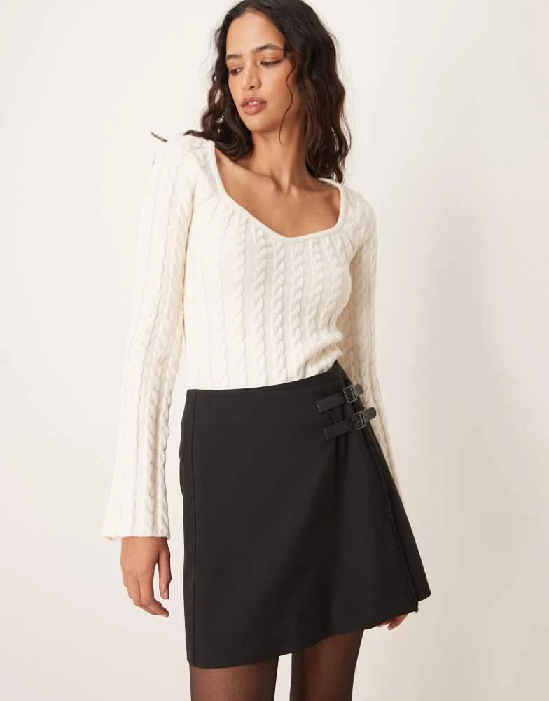 Asos Design White Skort With Belt ASOS DESIGN Tailored Jacquard