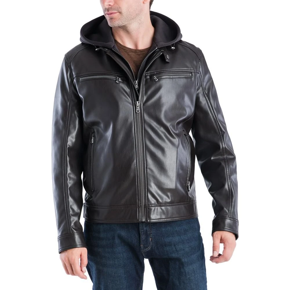 Michael Kors MICHAEL Kors Men's Faux-Leather Hooded Bomber Jacket, Created for Macy's 4