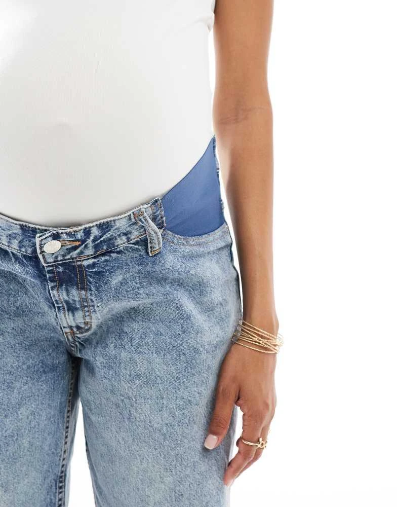 ASOS ASOS DESIGN Maternity  baggy  jeans in mid blue 4