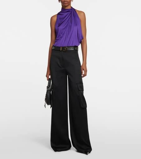 Versace High-rise wide-leg satin cargo pants 2
