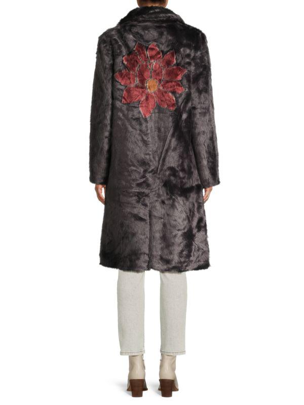 Unreal Fur Moon Flower Faux Fur Longline Coat