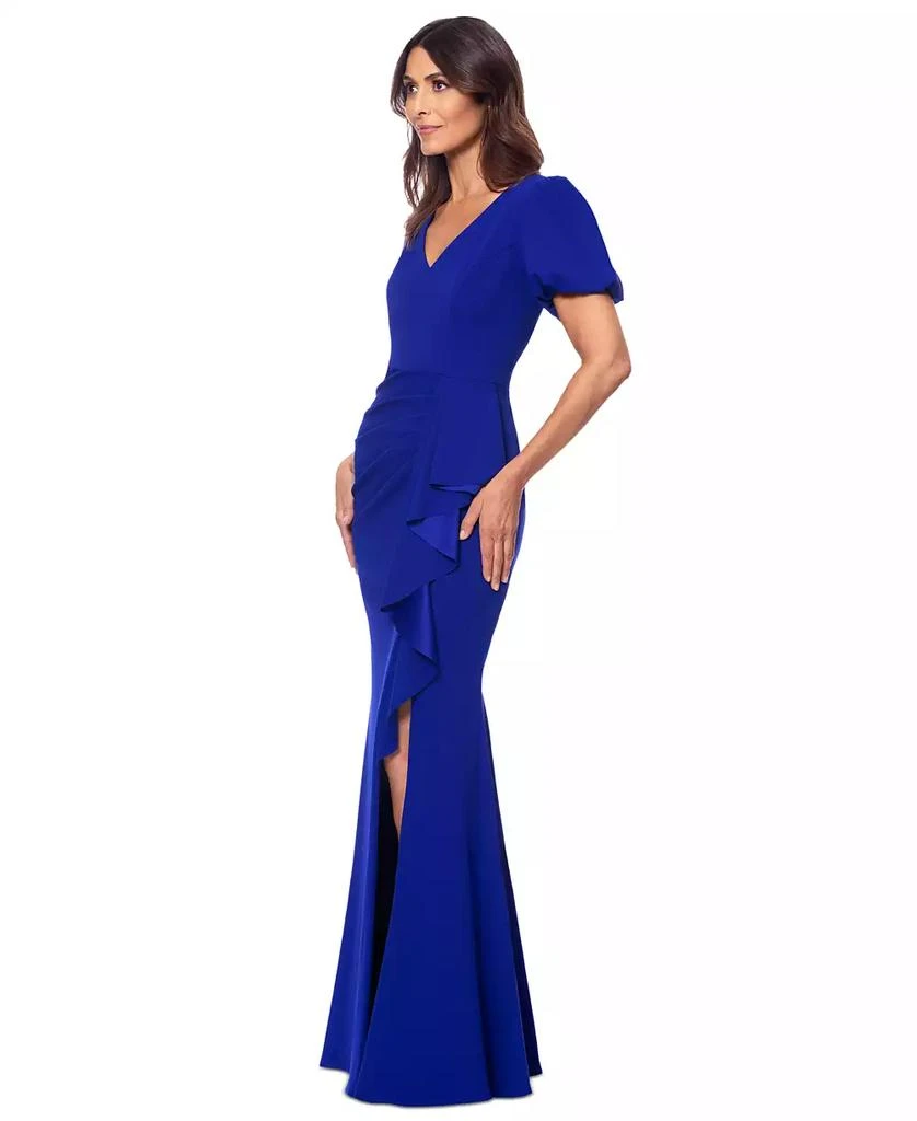XSCAPE Petite Puff-Sleeve Ruffled Gown 2