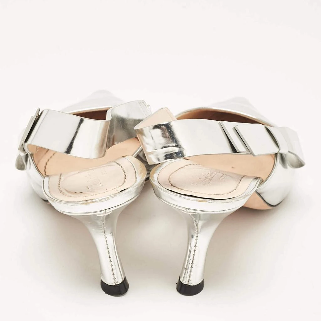 Dior Dior Silver Leather Sweet-D Slingback Pumps Size 40.5 5