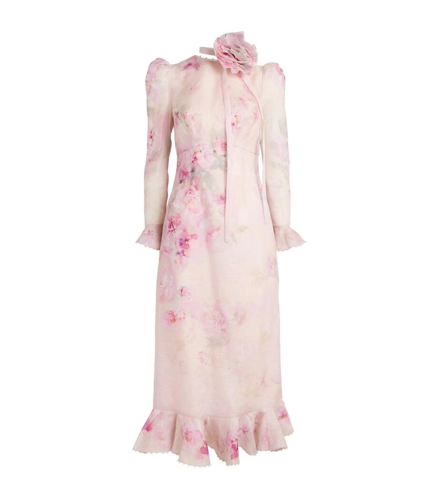 pink linen button dress Organic Linen Button Front Dress OPAL / S main image 1