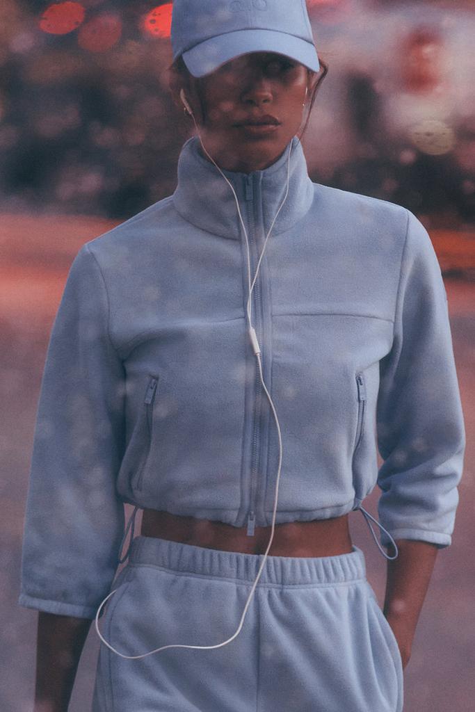 Alo Polar Fleece Retreat Cropped Jacket - White Heather Grey