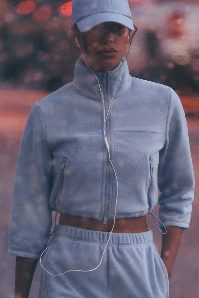Alo Polar Fleece Retreat Cropped Jacket - White Heather Grey 1