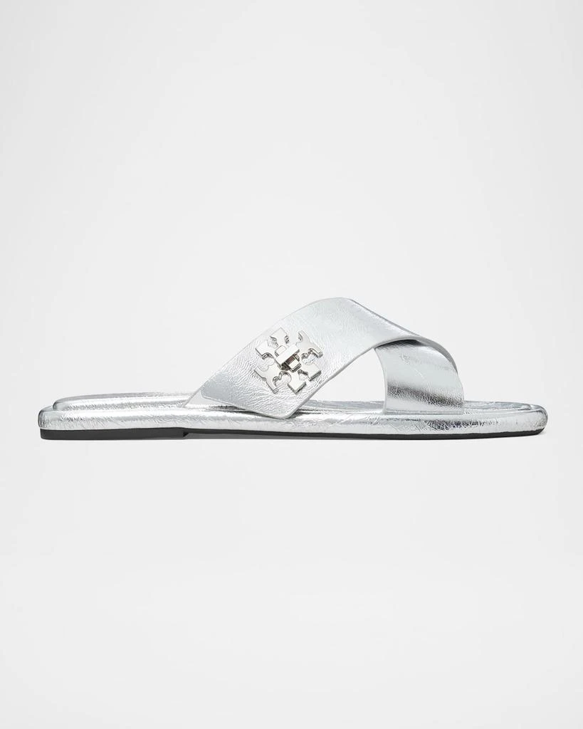 Tory Burch Crisscross Metallic Medallion Slide Sandals Slippers