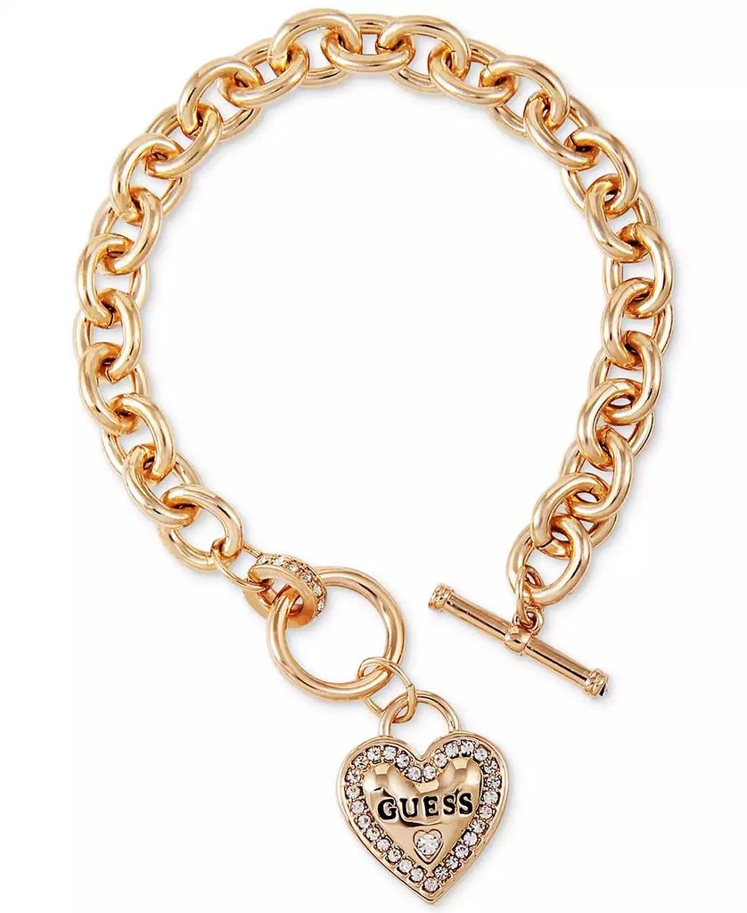 GUESS My Sparkly Valentine Logo Heart Charm Toggle Bracelet 1