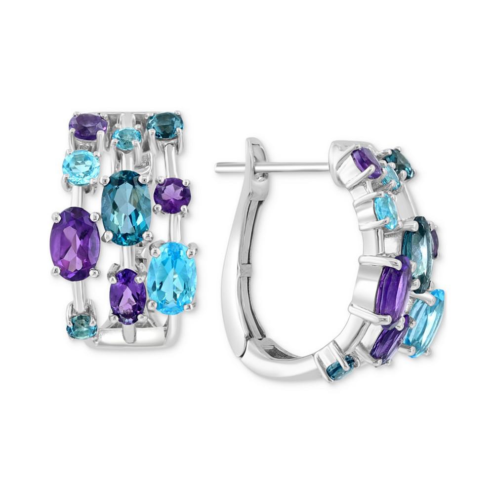 EFFY Collection EFFY® Multi Gemstone Leverback Hoop Earrings (4-3/4 ct. t.w.) in Sterling Silver