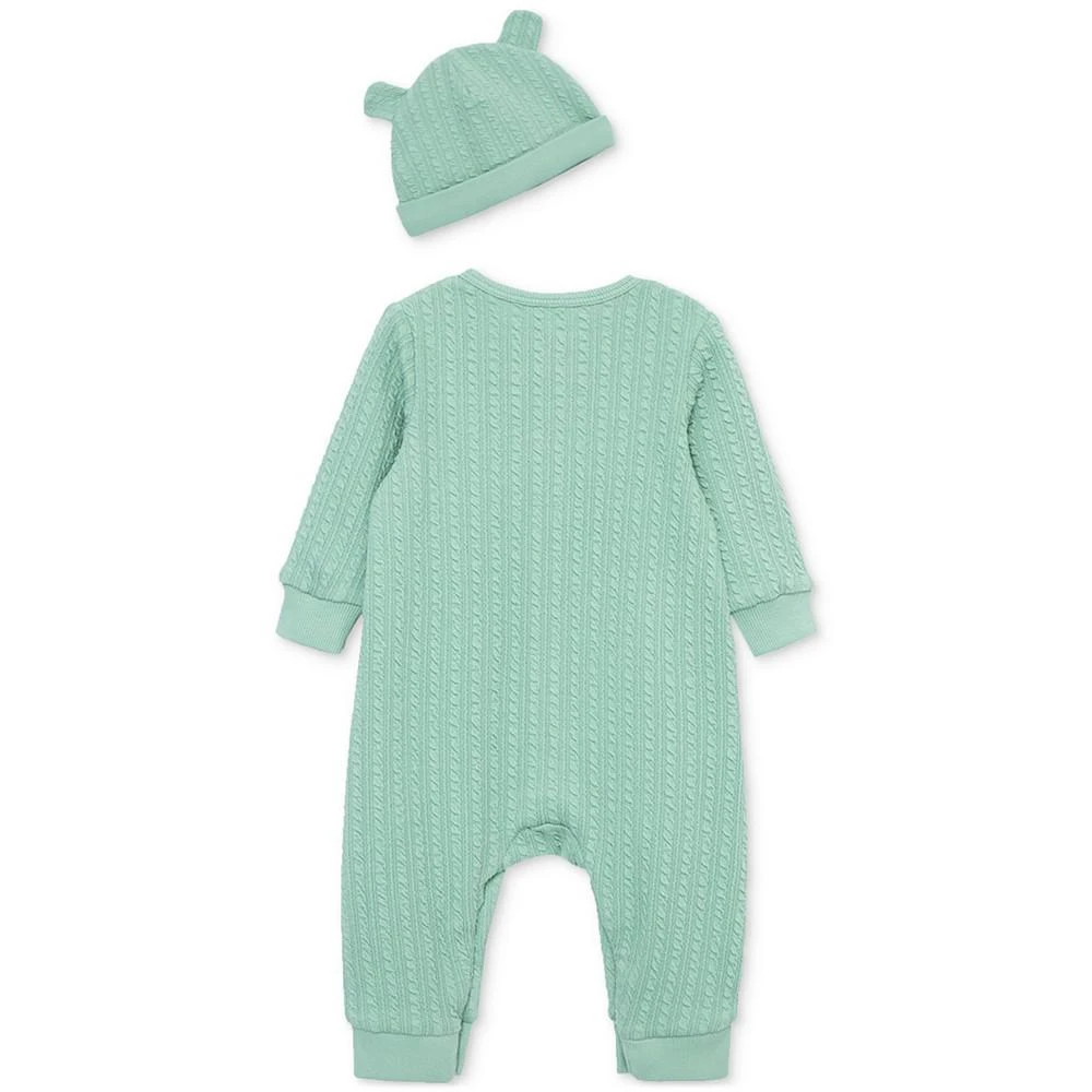 Little Me Baby Boys 2-Pc. Green Cable Coverall with Hat 2