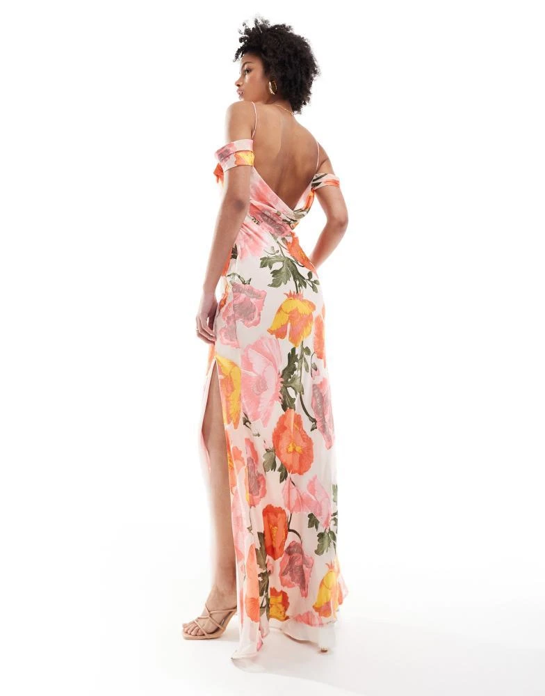 ASOS ASOS DESIGN Tall Exclusive cami cowl maxi dress with cold shoulder in burnout print 4