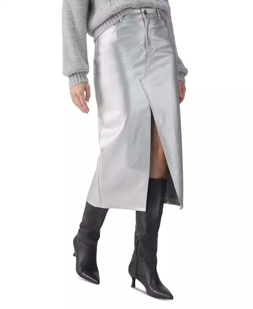 Sanctuary Women's Metallic Faux-Leather Midi Skirt 2