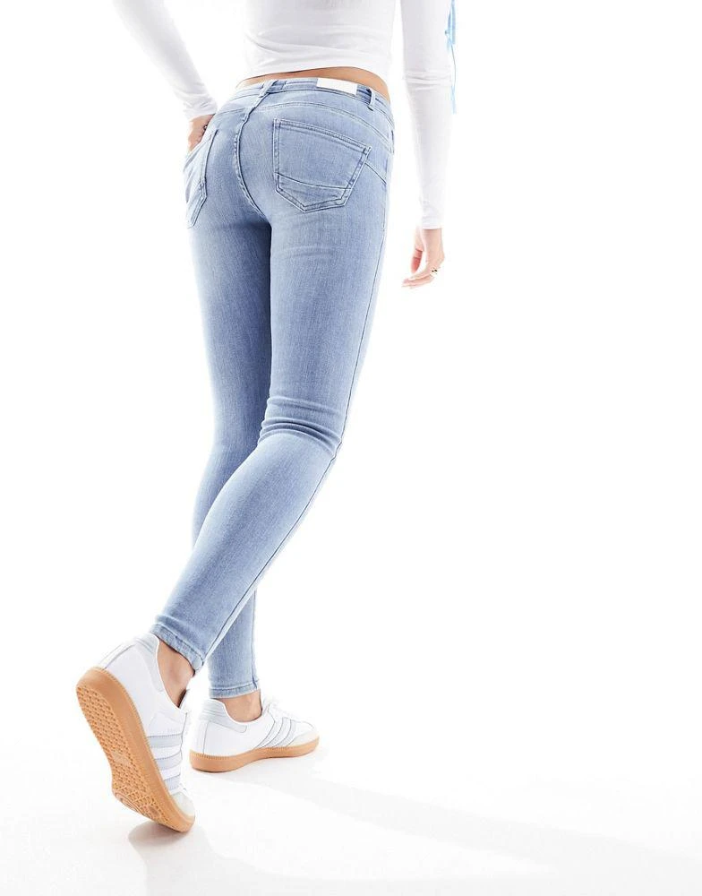 ONLY ONLY Power mid rise sculpt skinny jeans in light blue wash 1