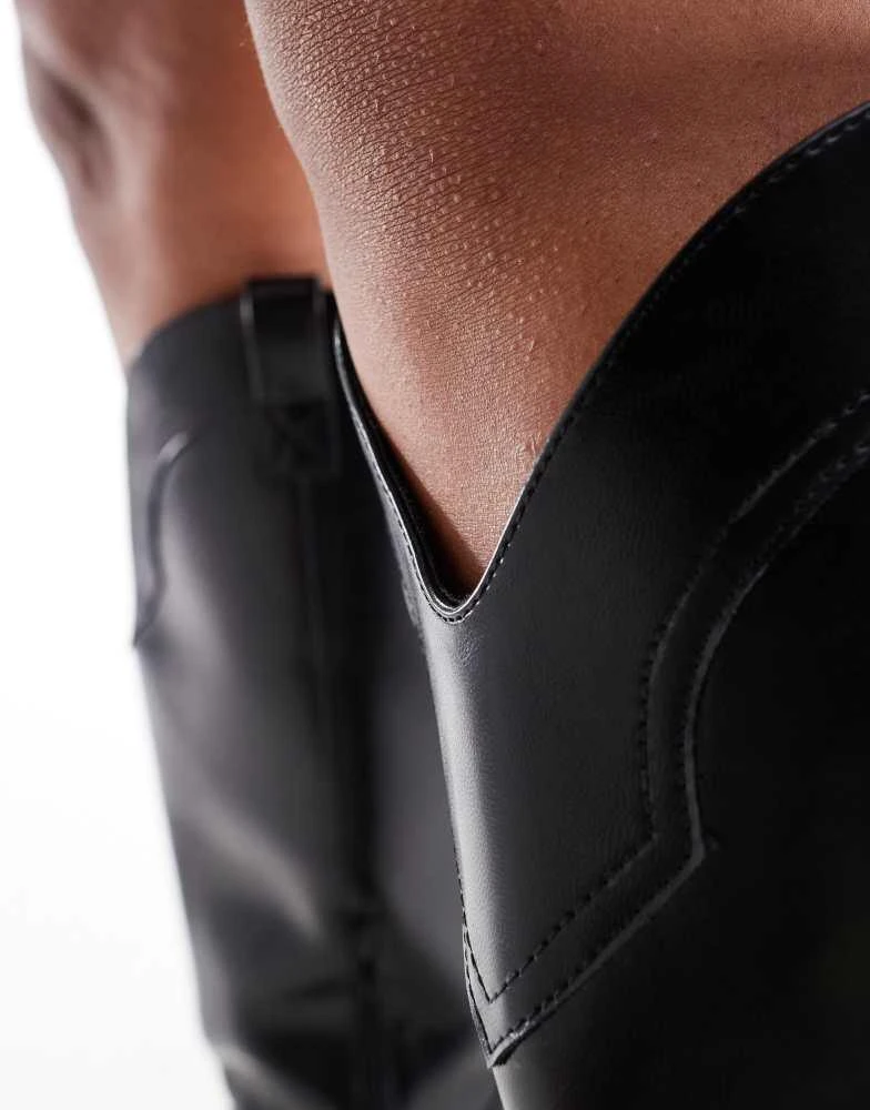 ASOS ASOS DESIGN Curve Claudia western knee boots in black 4