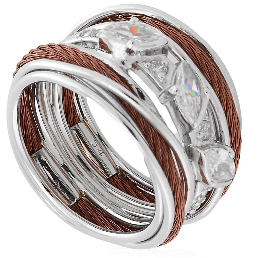 Charriol Tango White CZ Stones Stainless Steel Bronze PVD Cable Ring 1