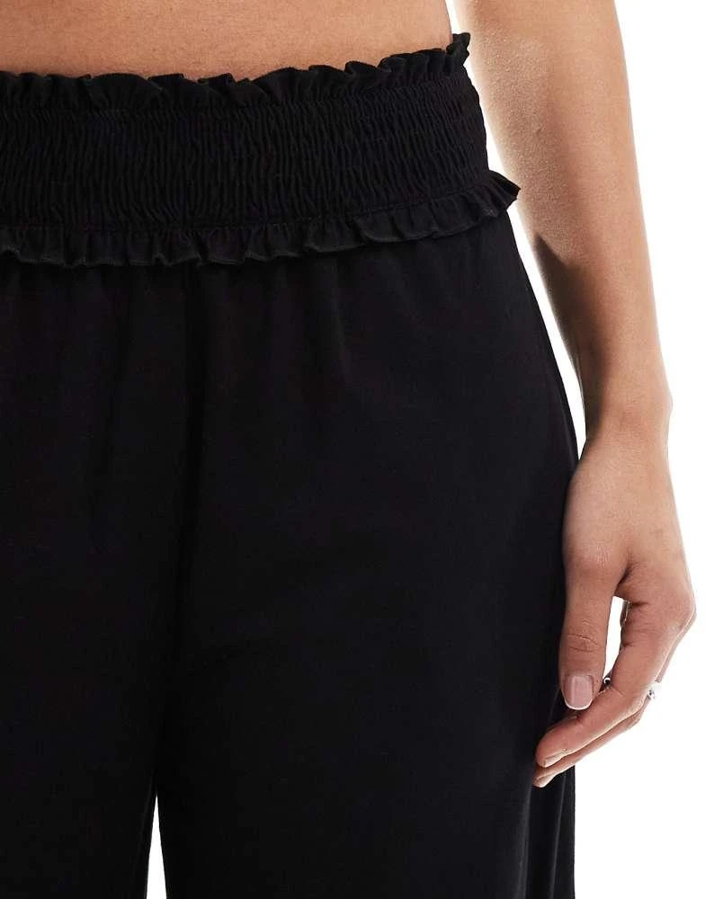 ASOS ASOS DESIGN shirred waist cropped culotte trouser in black 5
