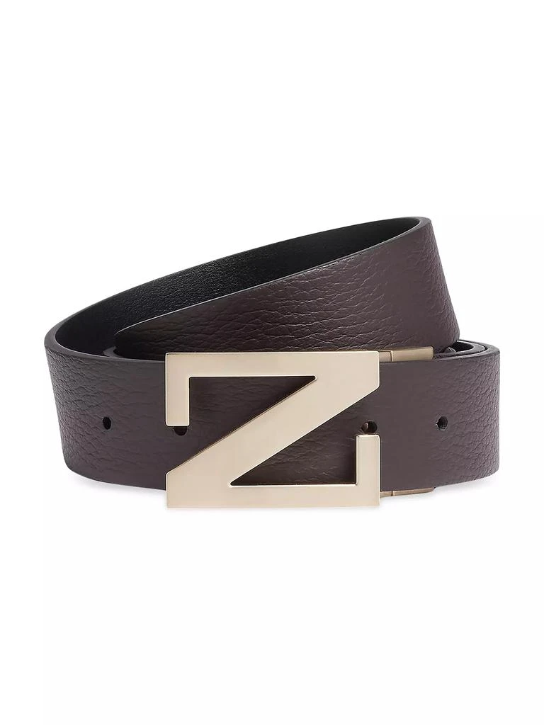 Zegna Grained Leather Reversible Belt 1