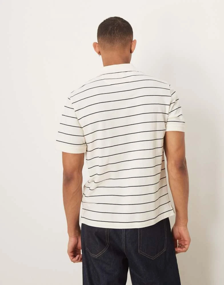 Gant GANT shield logo stripe pique polo in cream 4