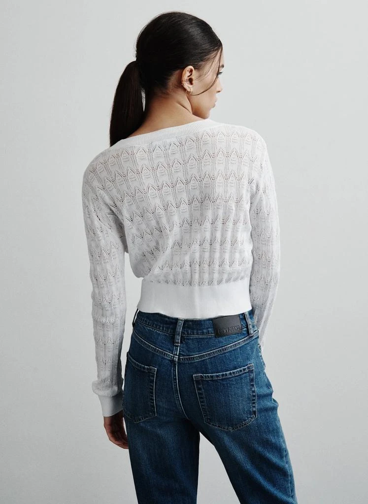 DKNY V-NECK FINE GAUGE POINTELLE CARDIGAN 2