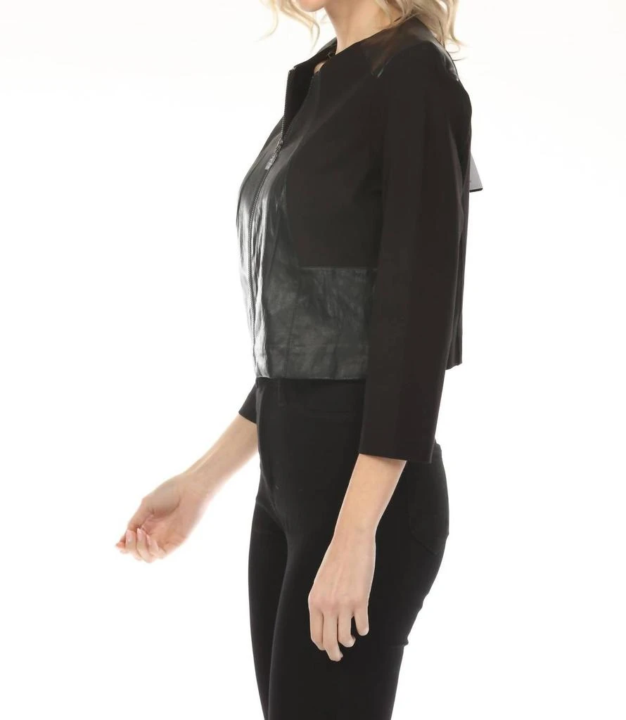 JOSEPH RIBKOFF Joseph Ribkoff - Faux Leather Zip Up Cropped Jacket 3