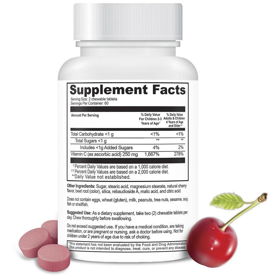 VitaWorks Kids Vitamin C 250 mg - Immune Support - Chewables Tart Cherry 3