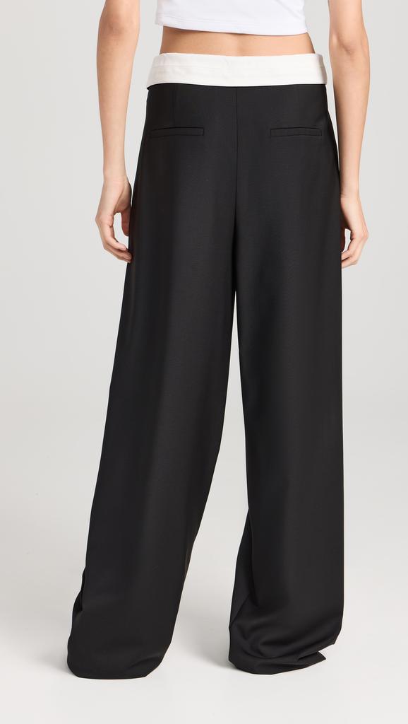 Tibi Recycled Tropical Wool Fold Over Pants