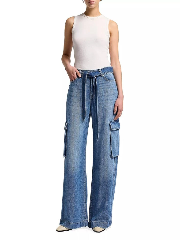 7 For All Mankind Denim Tie-Waist Cargo Palazzo Jeans 2