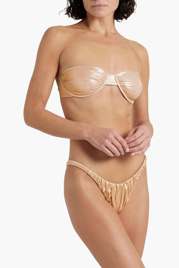 Isa Boulder Waves ruched stretch-satin low-rise bikini briefs 2