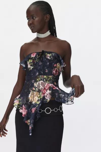 Kimchi Blue Kimchi Blue Gwen Asymmetric Lace Ruffle Babydoll Tube Top