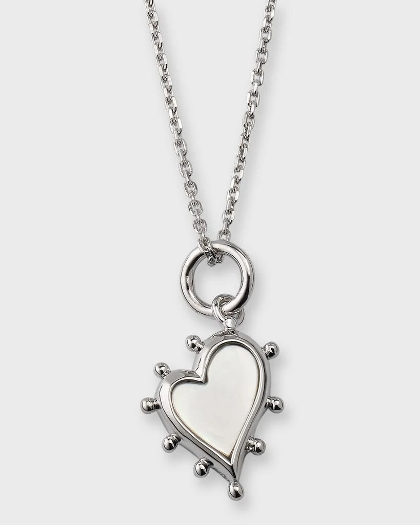 Monica Rich Kosann Sterling Silver Mother of Pearl Heart Pendant Necklace 1