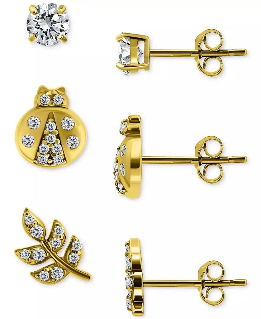 Giani Bernini 3-Pc. Set Cubic Zirconia Stud Earrings in 18k Yellow Gold over Sterling Silver (also in Sterling Silver), Exclusively at Macy's 3