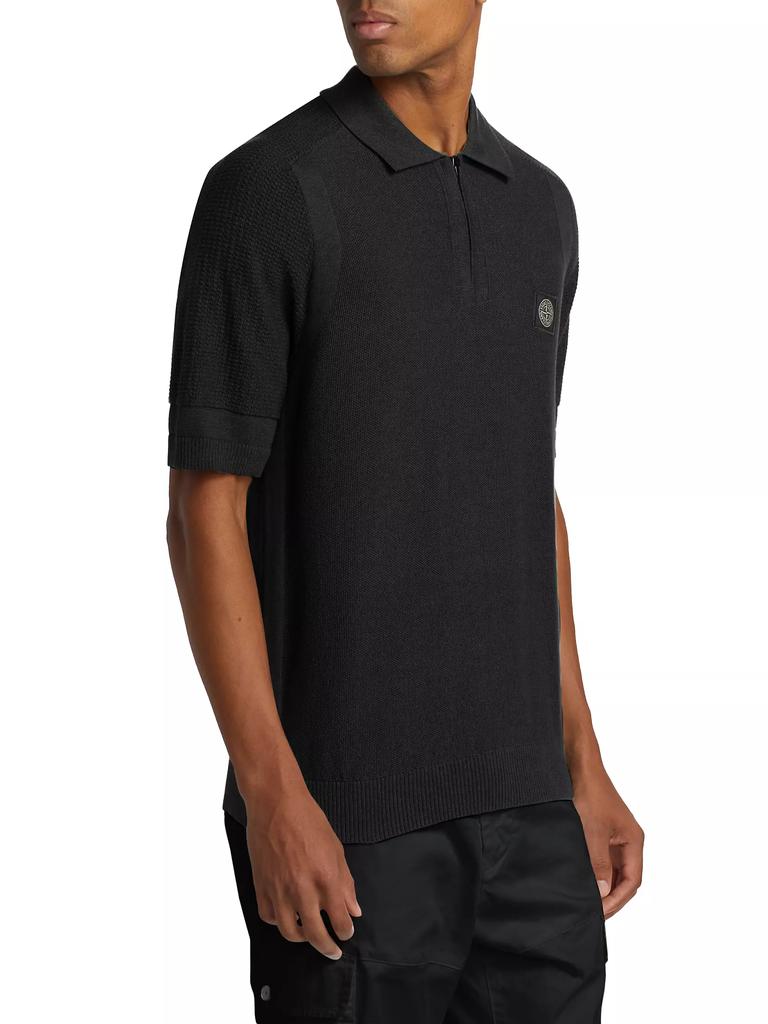 Stone Island Maglia Quarter-Zip Polo BLACK Medium - Polo