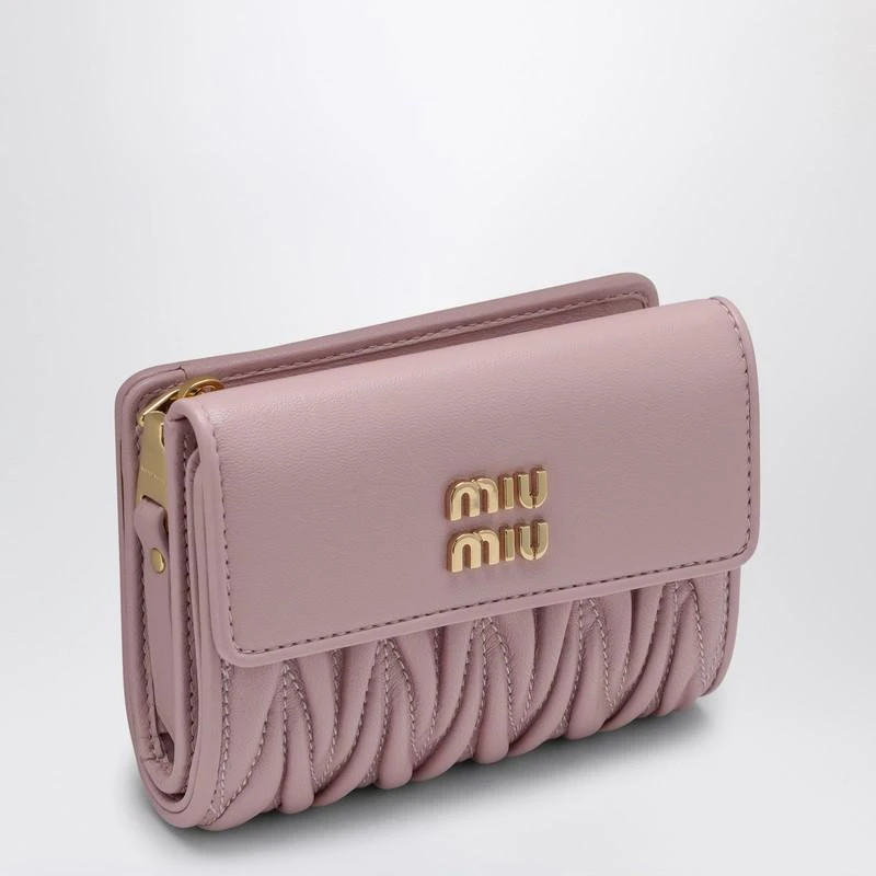 Miu Miu Alabaster-coloured matelassé leather small wallet 1