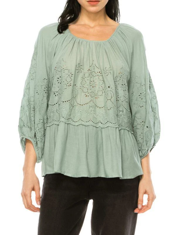 A Collective Story Eyelet Peplum Top 1