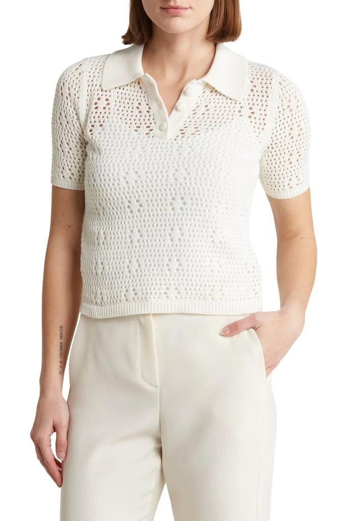 Tahari Crochet Polo Sweater 1